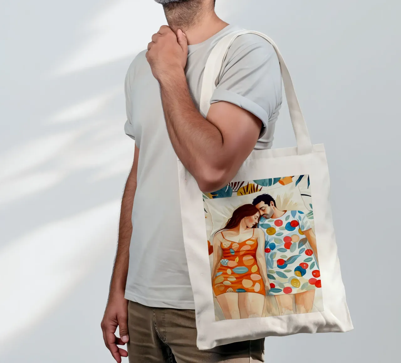 L'amore è nell'aria pittura digitale ad acquerello borsa in juta da Justyna Jaszke JBJart