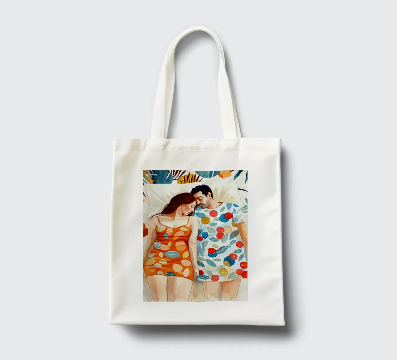 L'amore è nell'aria pittura digitale ad acquerello borsa in juta da Justyna Jaszke JBJart