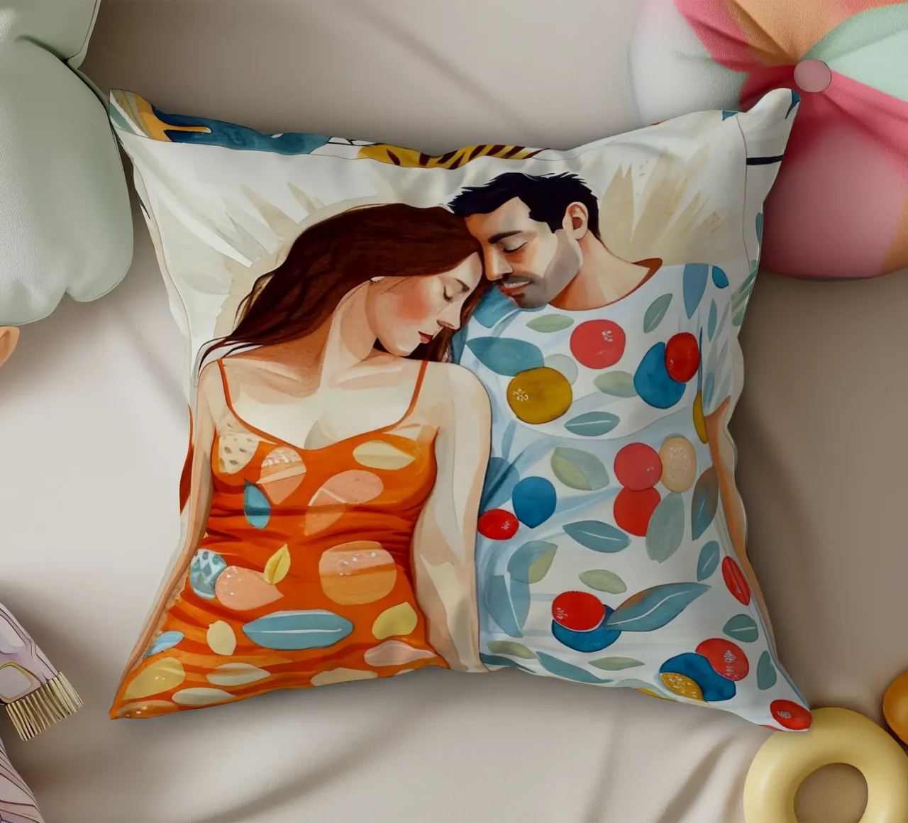 L'amore è nell'aria pittura digitale ad acquerello cuscino da Justyna Jaszke JBJart