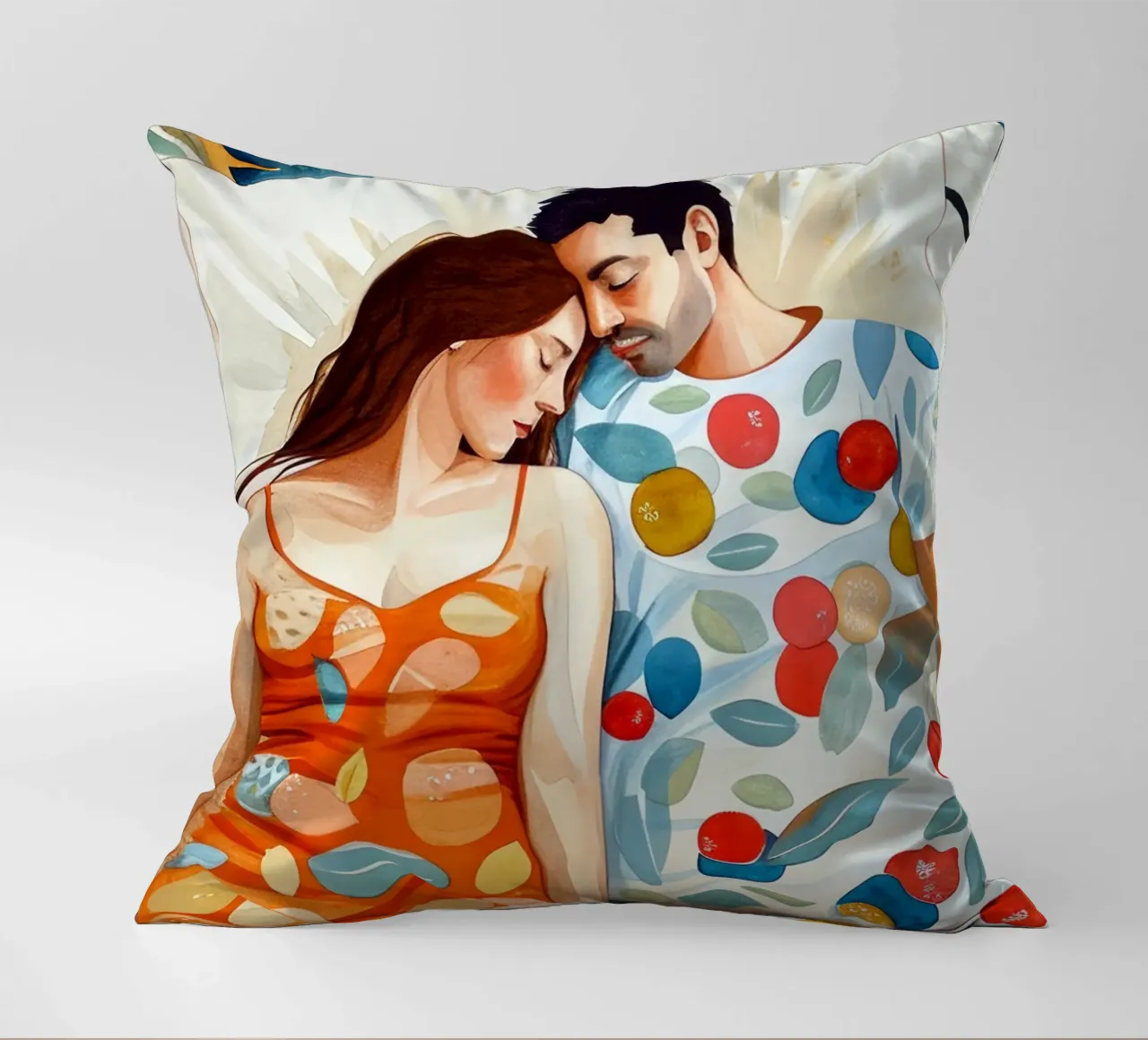 L'amore è nell'aria pittura digitale ad acquerello cuscino da Justyna Jaszke JBJart