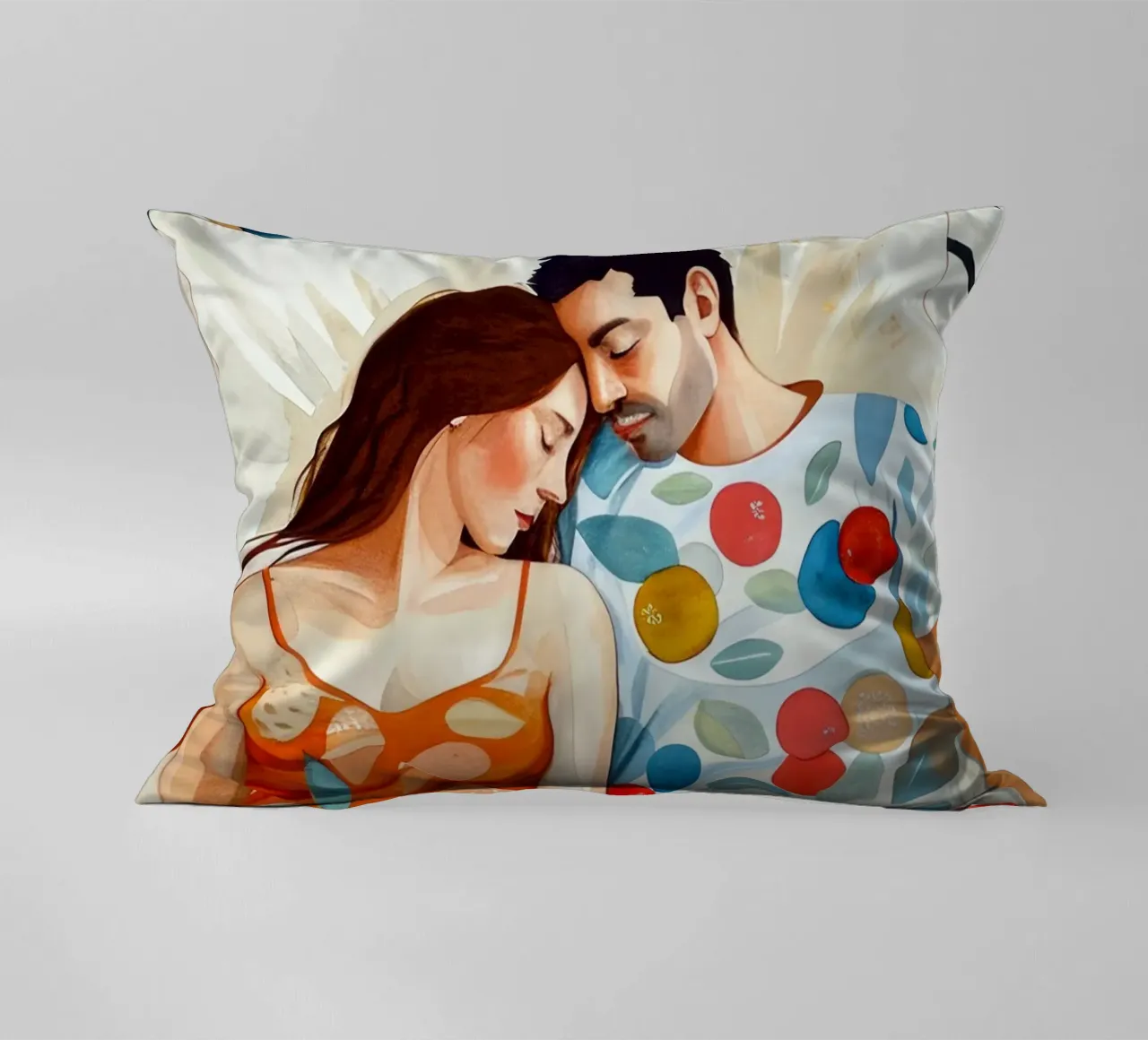 L'amore è nell'aria pittura digitale ad acquerello cuscino da Justyna Jaszke JBJart