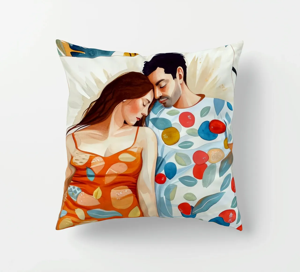 L'amore è nell'aria pittura digitale ad acquerello cuscino da Justyna Jaszke JBJart