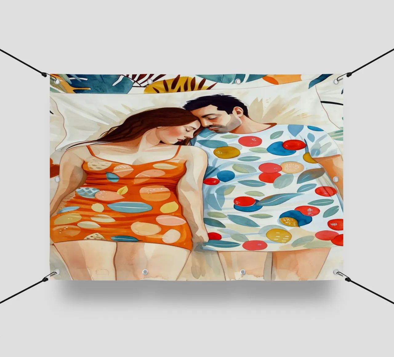 L'amore è nell'aria pittura digitale ad acquerello telo in pvc da Justyna Jaszke JBJart