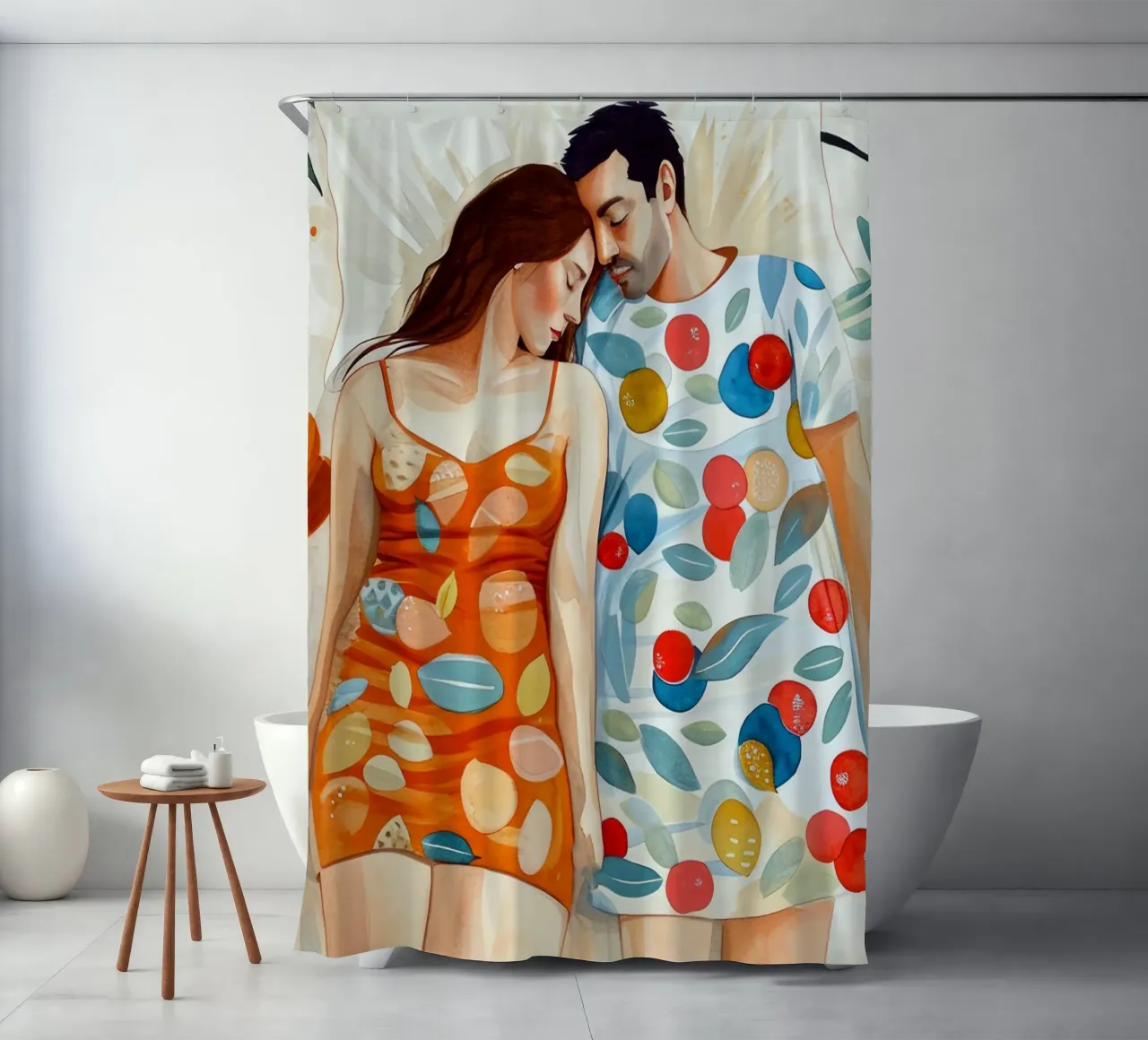 L'amore è nell'aria pittura digitale ad acquerello tenda da doccia da Justyna Jaszke JBJart