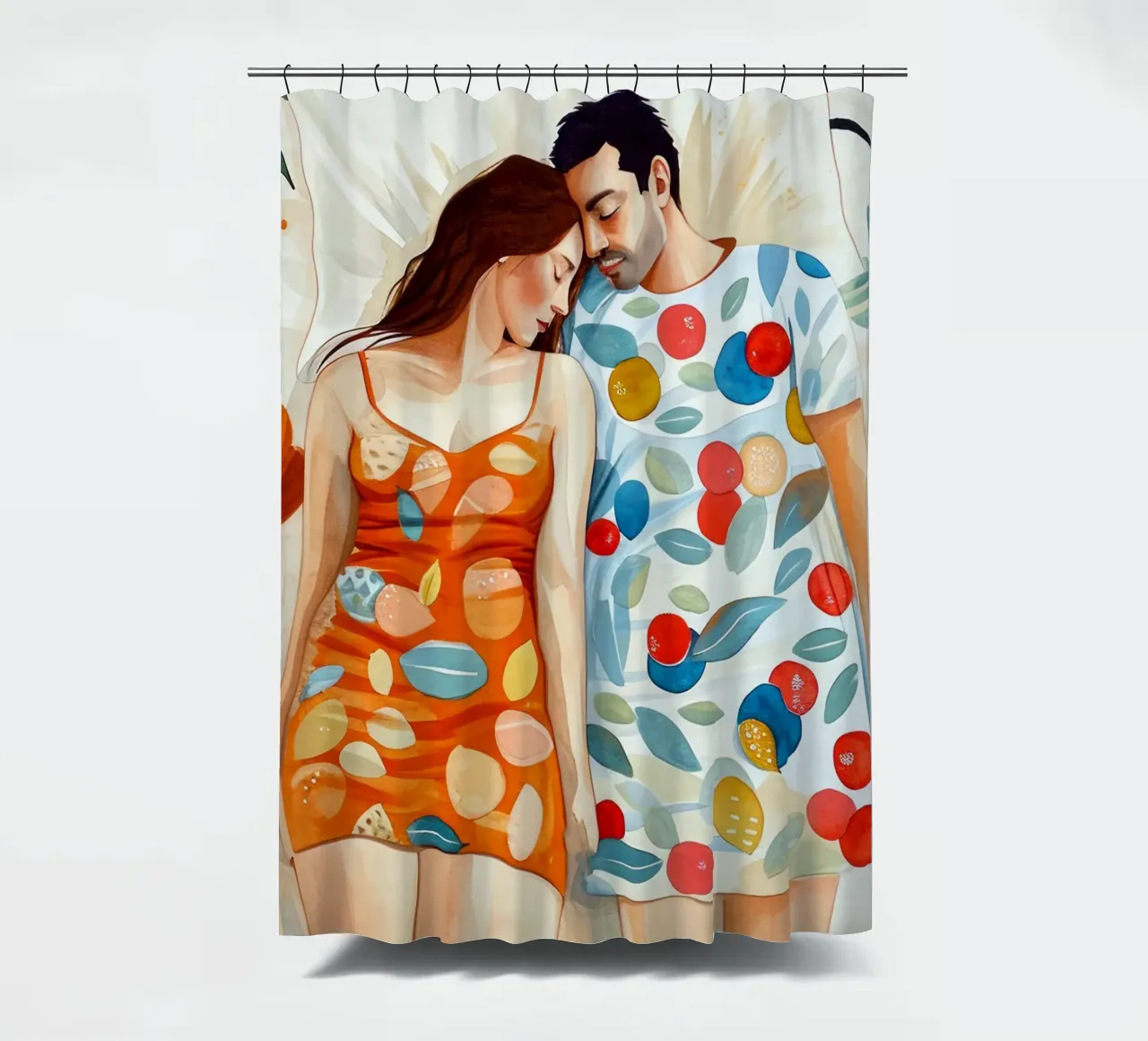L'amore è nell'aria pittura digitale ad acquerello tenda da doccia da Justyna Jaszke JBJart