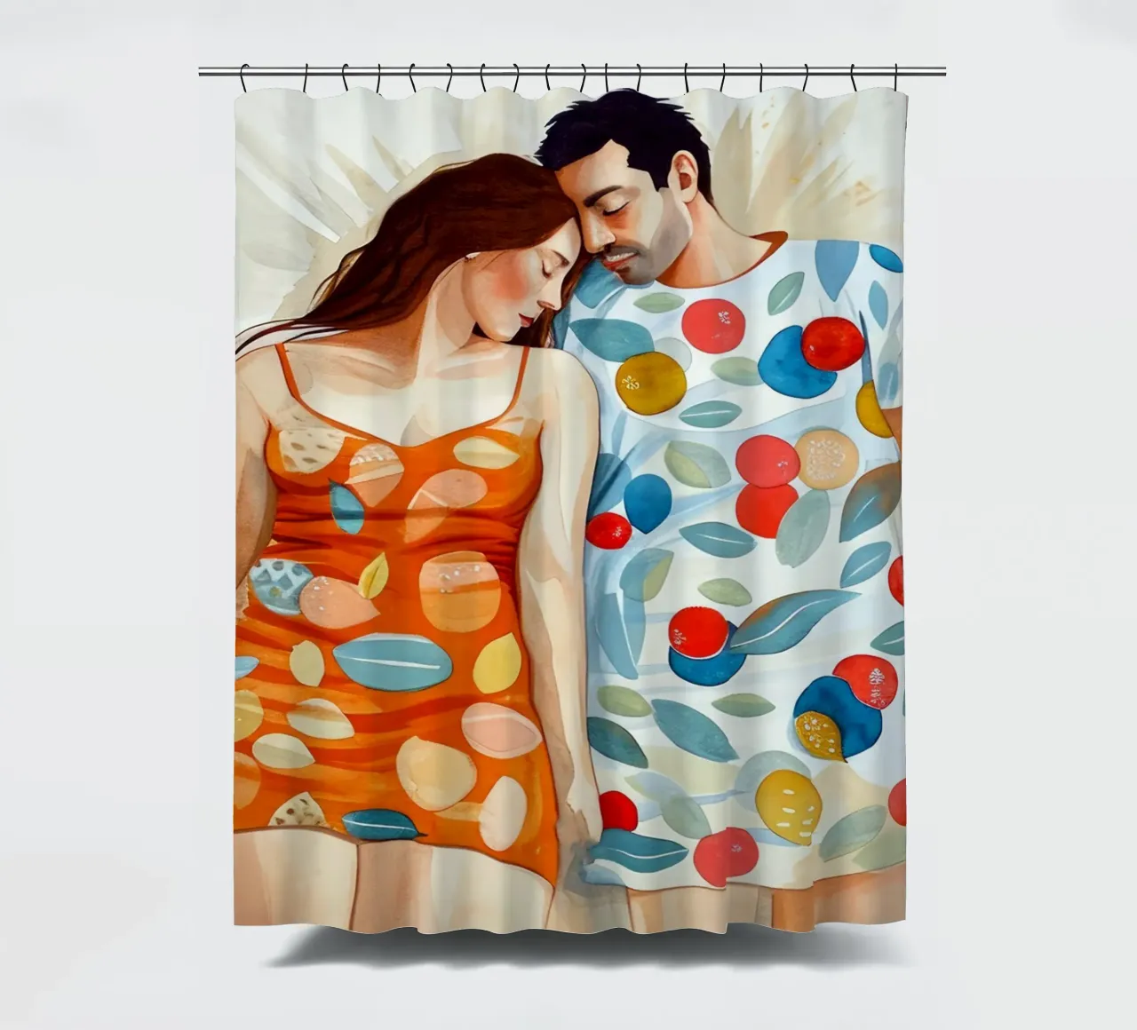 L'amore è nell'aria pittura digitale ad acquerello tenda da doccia da Justyna Jaszke JBJart