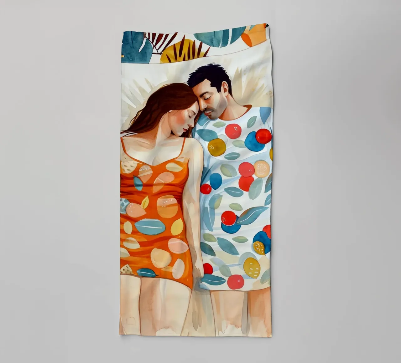 L'amore è nell'aria pittura digitale ad acquerello asciugamano da bagno da Justyna Jaszke JBJart
