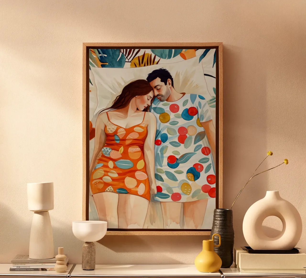 L'amore è nell'aria pittura digitale ad acquerello tela con Cornice a cassetta da Justyna Jaszke JBJart