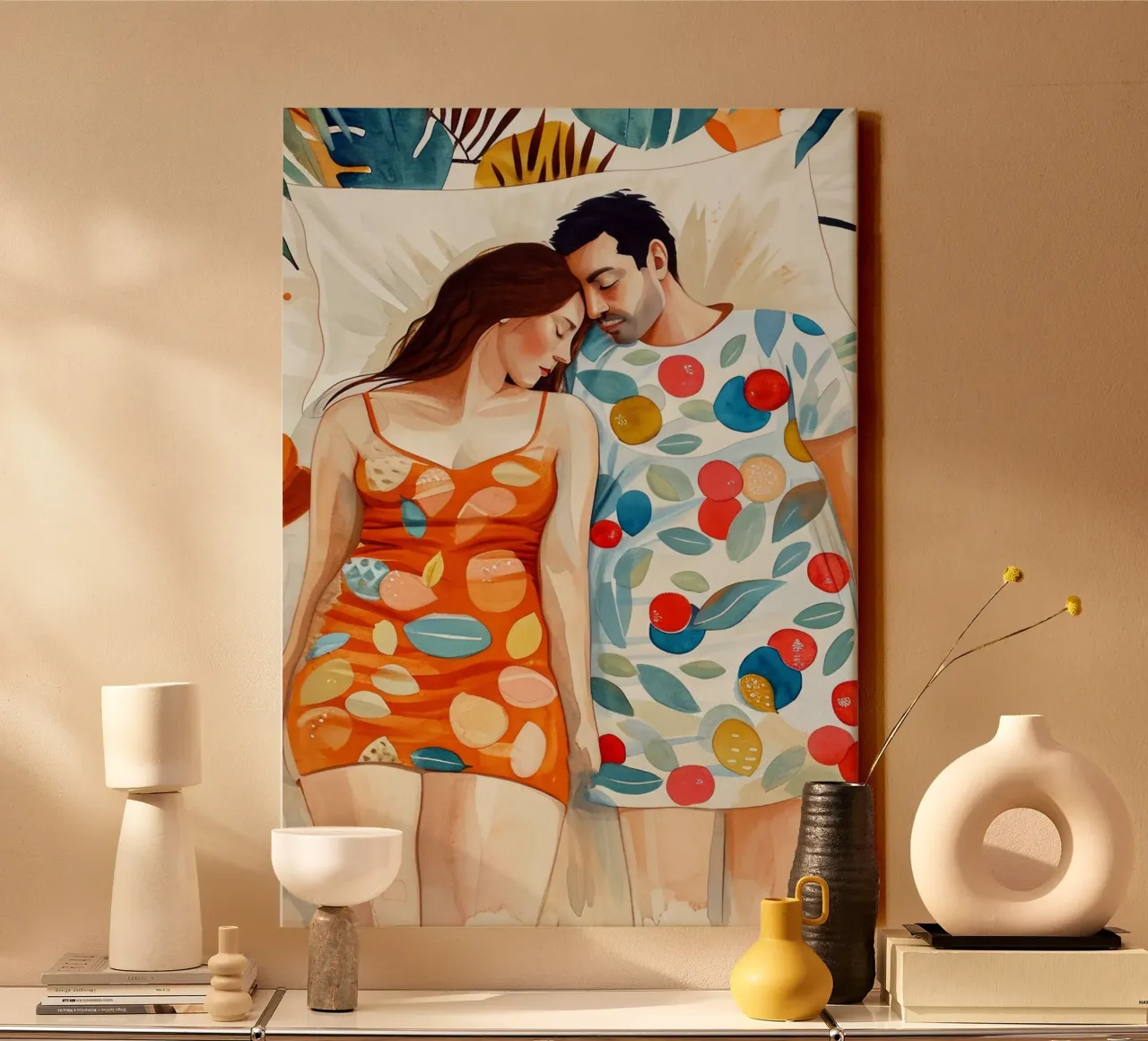 L'amore è nell'aria pittura digitale ad acquerello tela con Cornice a cassetta da Justyna Jaszke JBJart