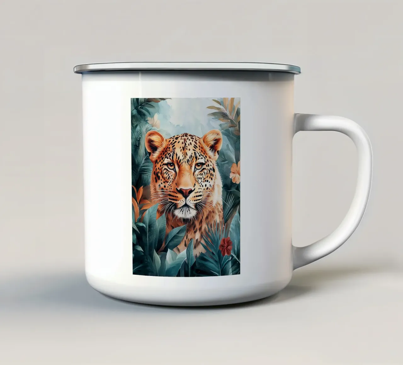 Leopard Leaves tazza in smalto da Mateo