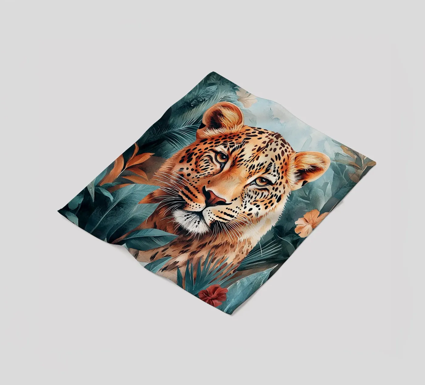 Leopard Leaves fleece blanket by Mateo