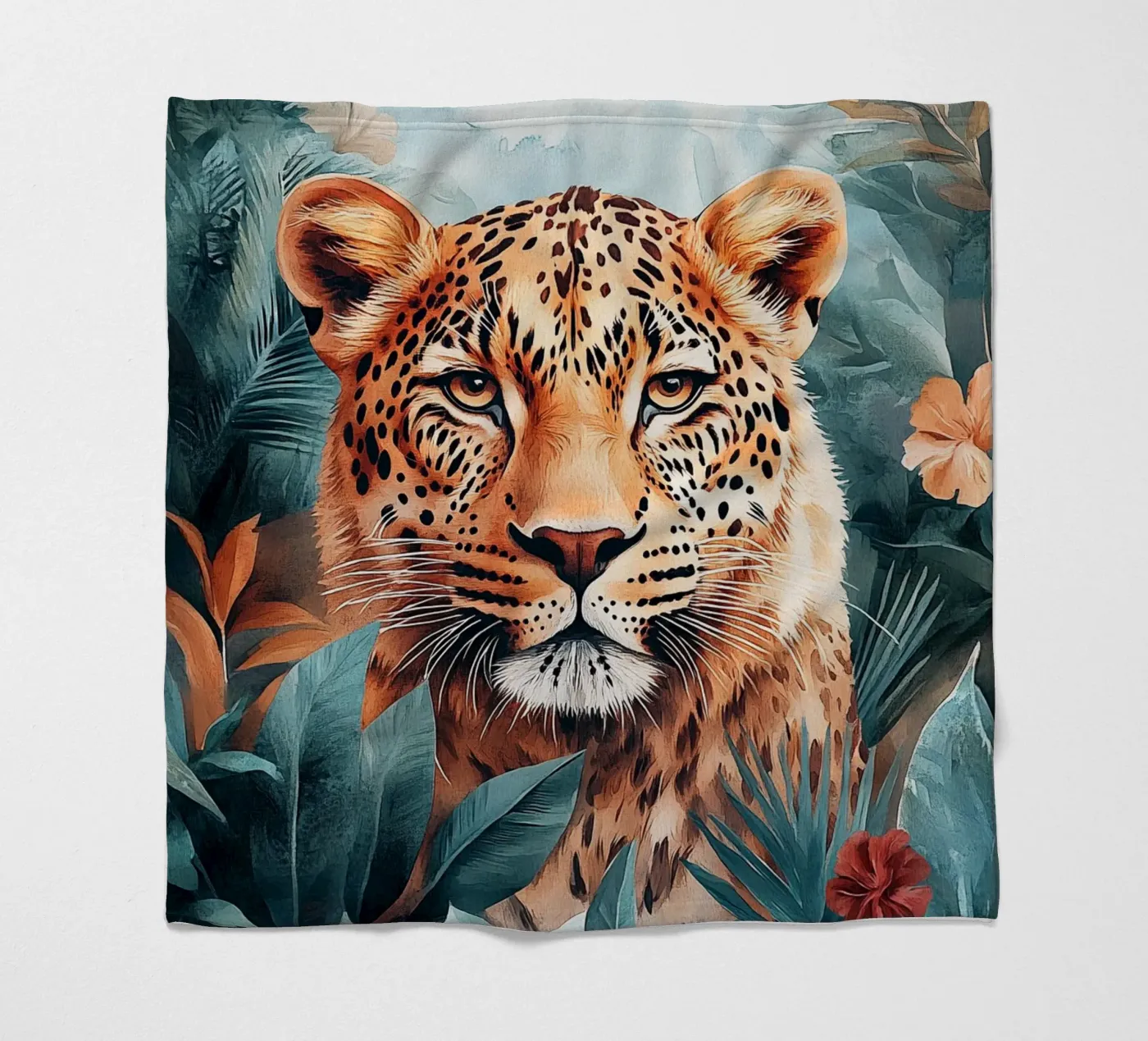 Leopard Leaves fleece blanket by Mateo