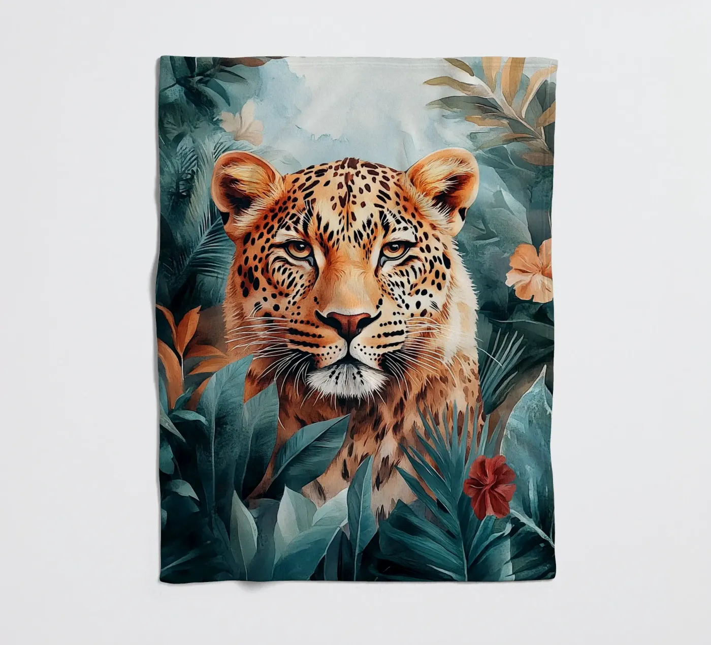 Leopard Leaves fleece blanket by Mateo