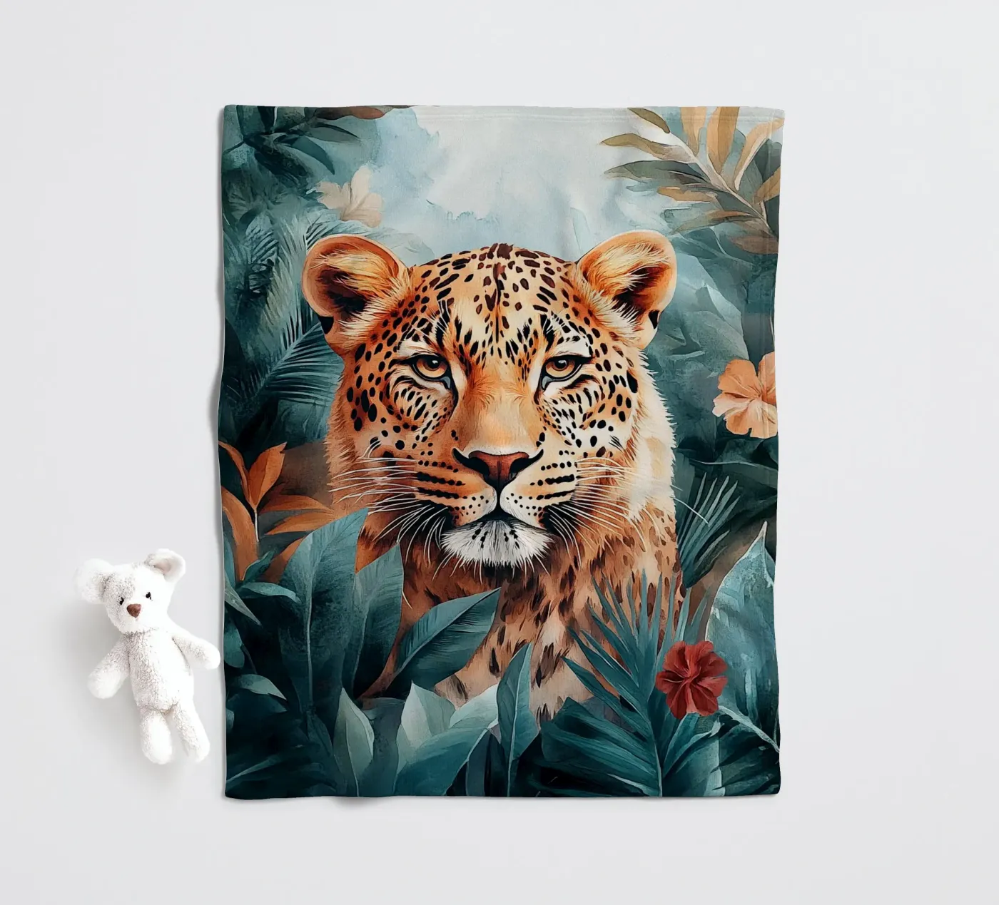 Leopard Leaves fleece blanket by Mateo