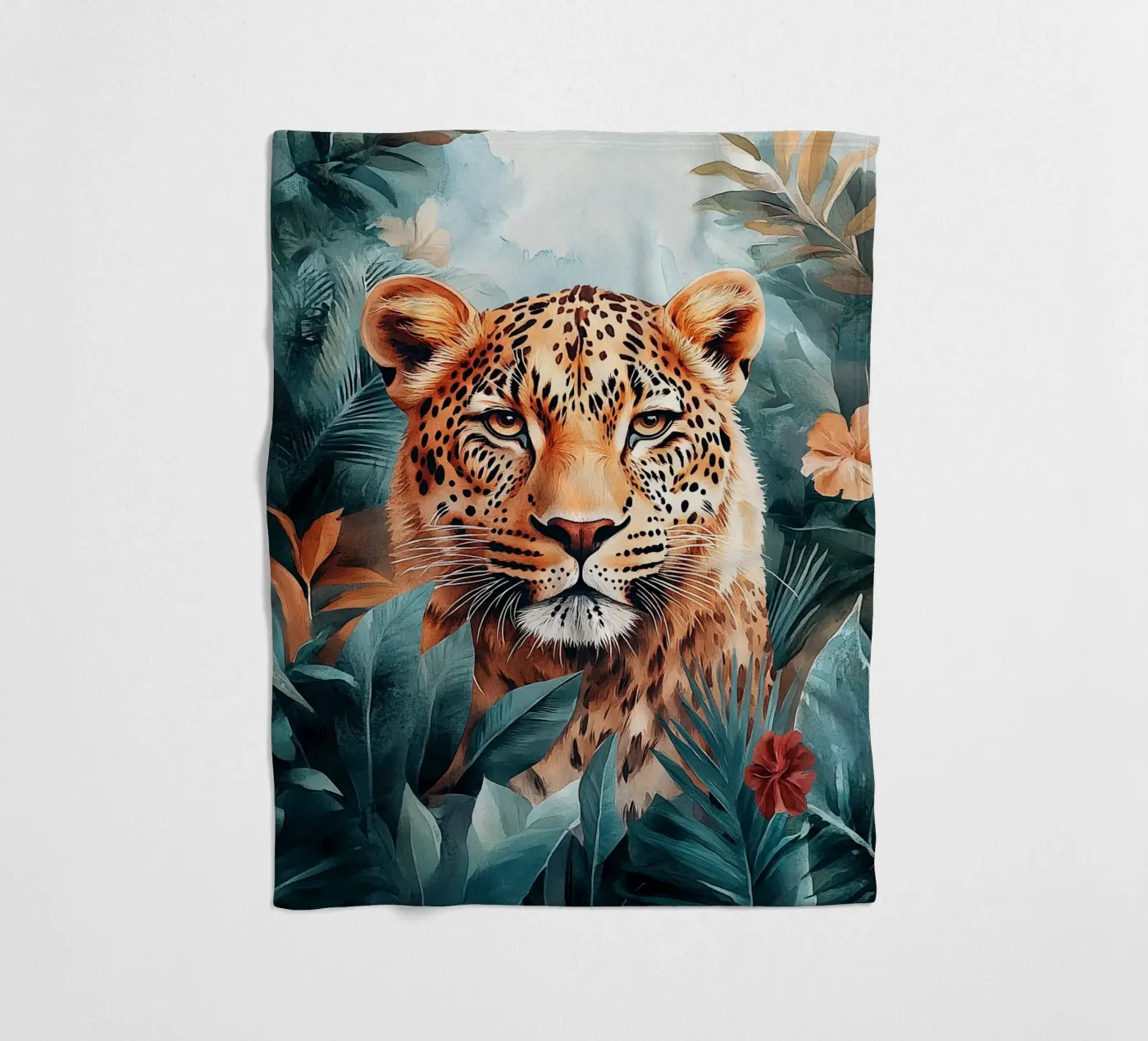 Leopard Leaves fleece blanket by Mateo