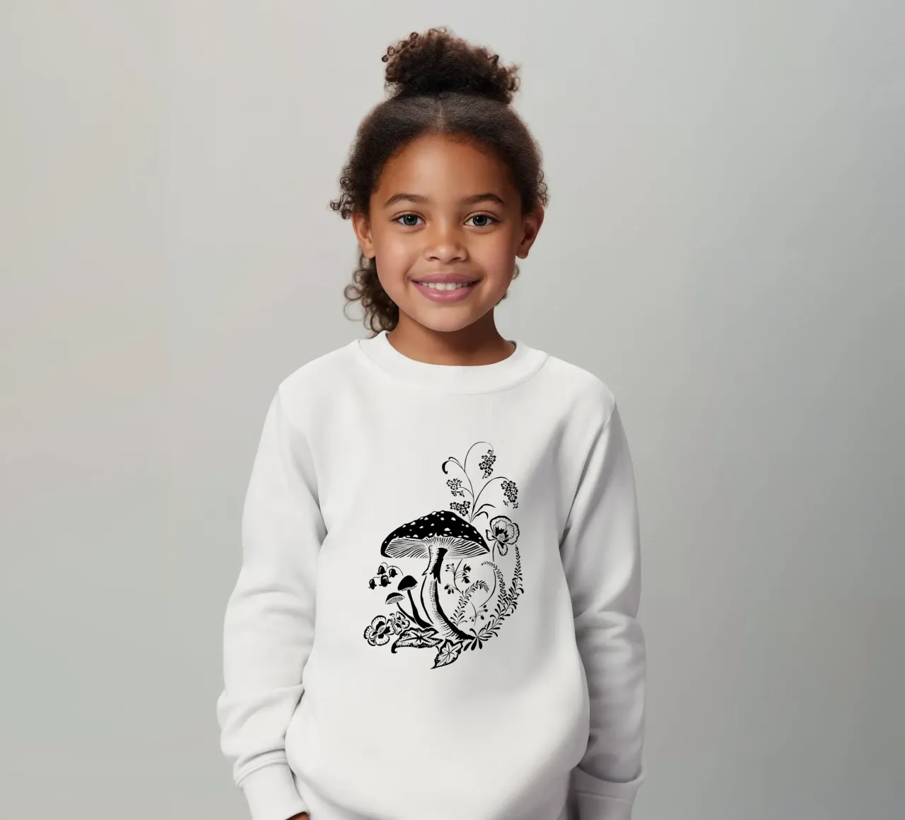 Toadstool with flowers kids sweatshirt by DYDesign