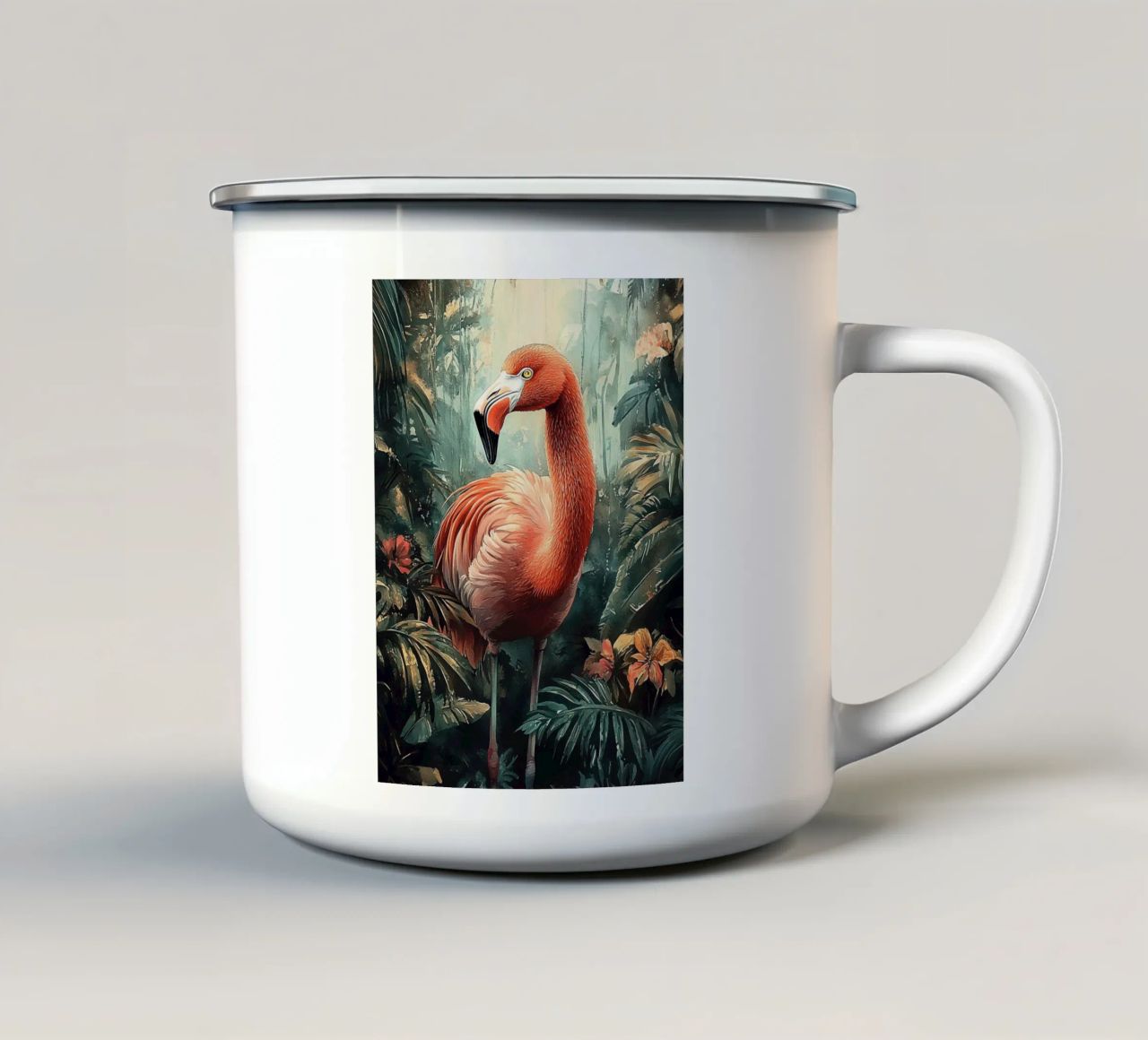 Flamingo Forest Leaves tazza in smalto da Mateo