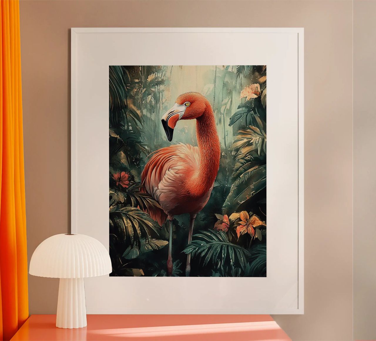 Flamingo Forest Leaves poster de Mateo