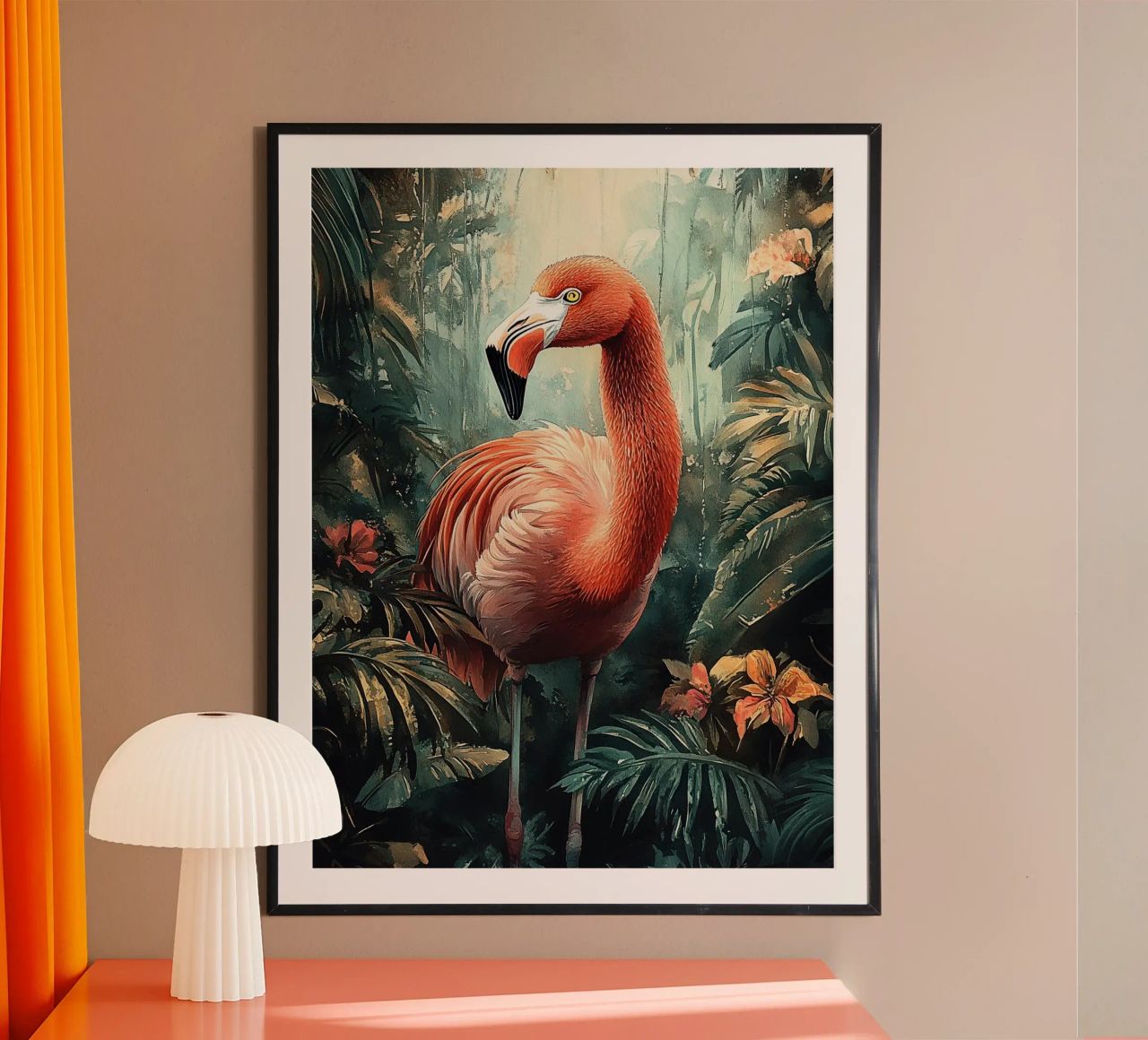 Flamingo Forest Leaves poster de Mateo