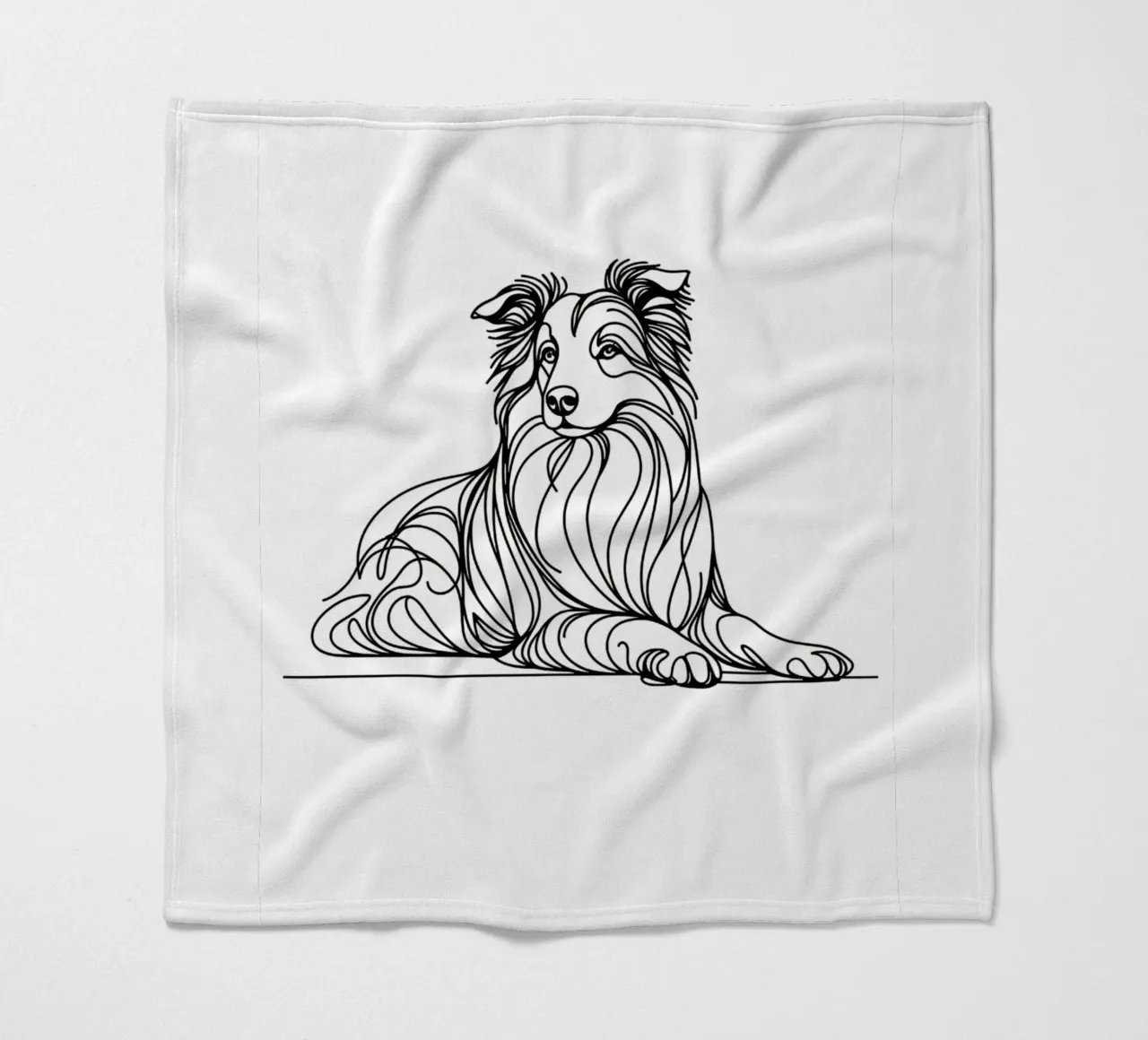 Disegno artistico del cane Border Collie coperta in pile da WijdevenDesign