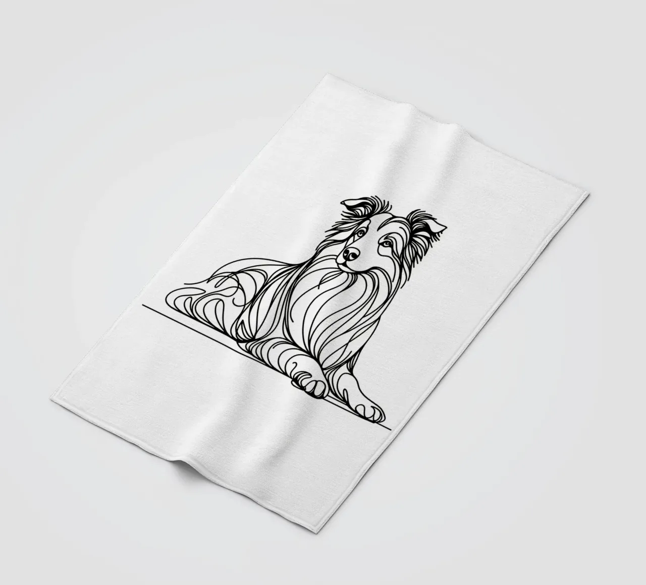 Disegno artistico del cane Border Collie coperta in pile da WijdevenDesign