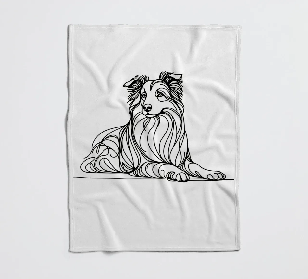 Disegno artistico del cane Border Collie coperta in pile da WijdevenDesign