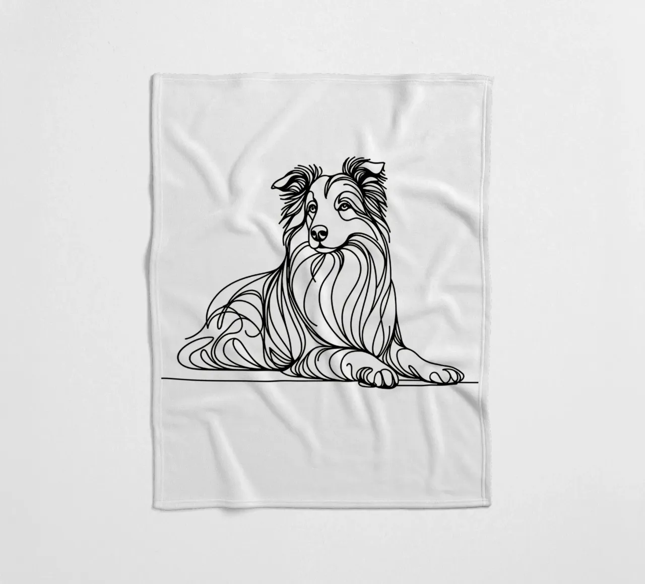 Disegno artistico del cane Border Collie coperta in pile da WijdevenDesign