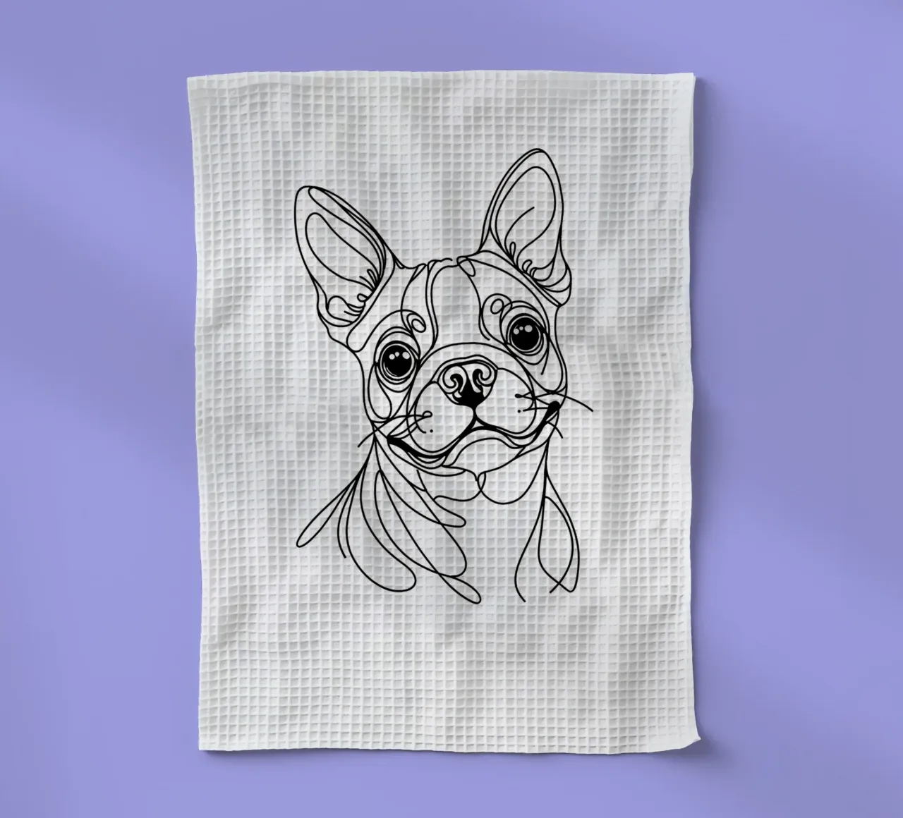 Boston Terrier Hund Line Art Zeichnung Geschirrtuch von WijdevenDesign