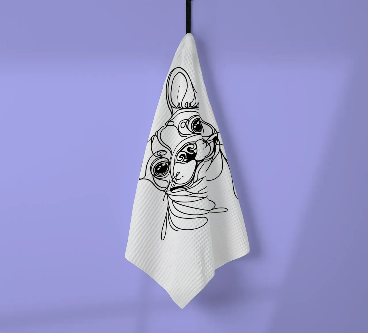 Boston Terrier Hund Line Art Zeichnung Geschirrtuch von WijdevenDesign