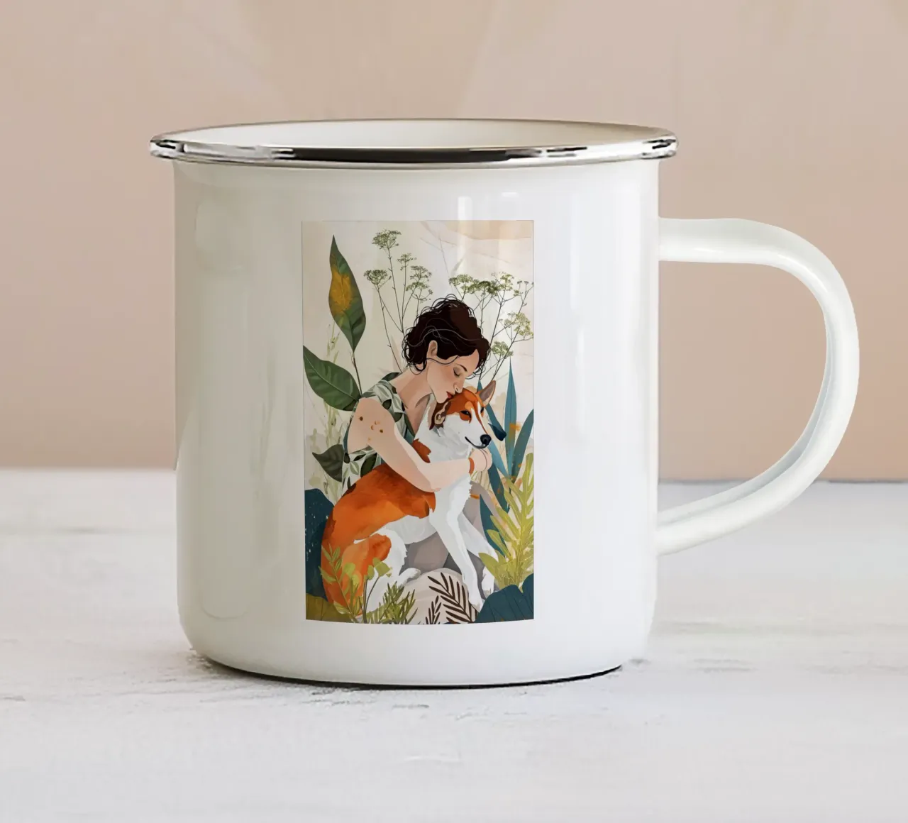 Cani il mio amore arte animale tazza in smalto da Justyna Jaszke JBJart