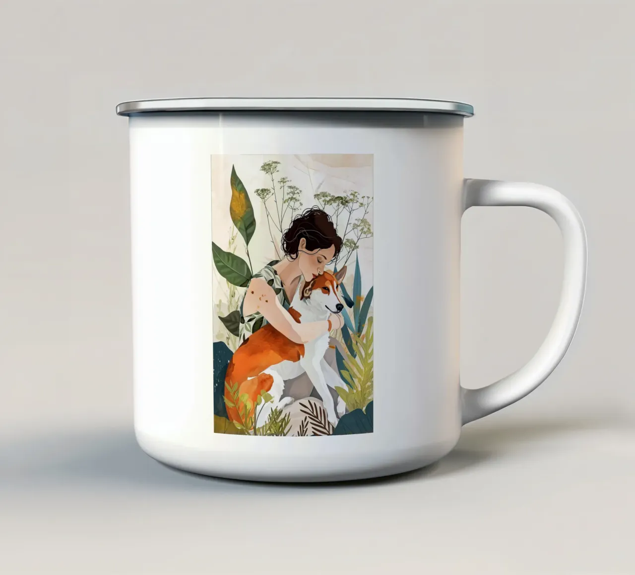 Cani il mio amore arte animale tazza in smalto da Justyna Jaszke JBJart