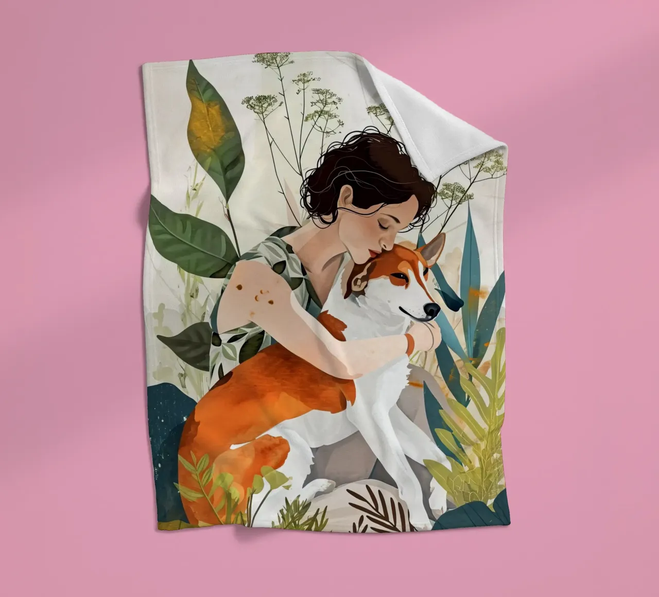 Dogs my love animal art fleece blanket by Justyna Jaszke JBJart