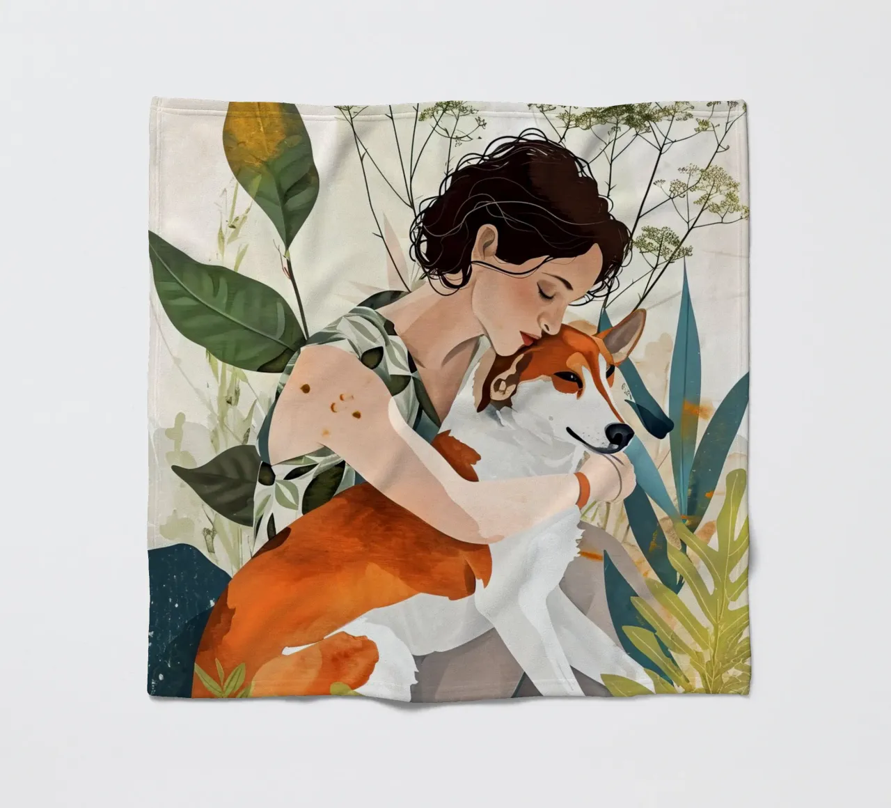 Dogs my love animal art fleece blanket by Justyna Jaszke JBJart