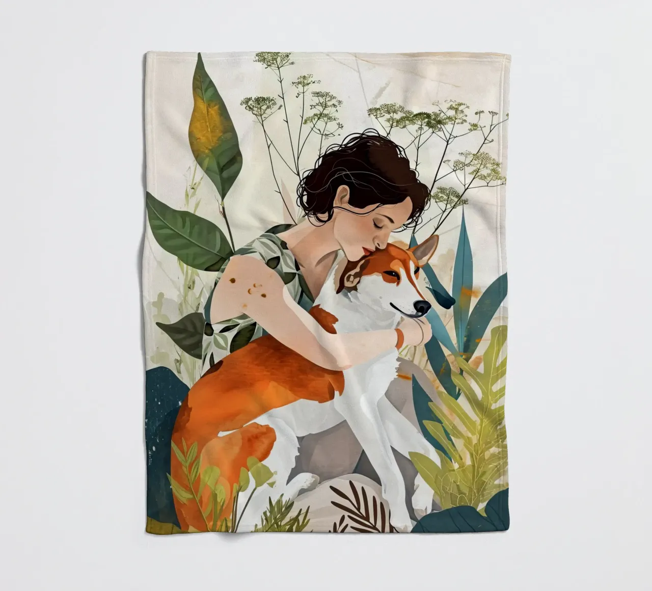 Dogs my love animal art fleece blanket by Justyna Jaszke JBJart