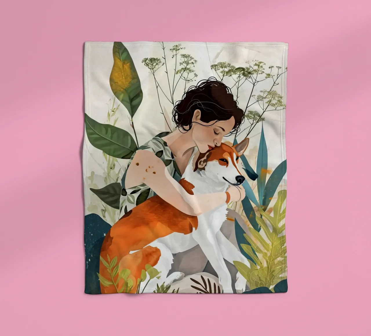 Dogs my love animal art fleece blanket by Justyna Jaszke JBJart