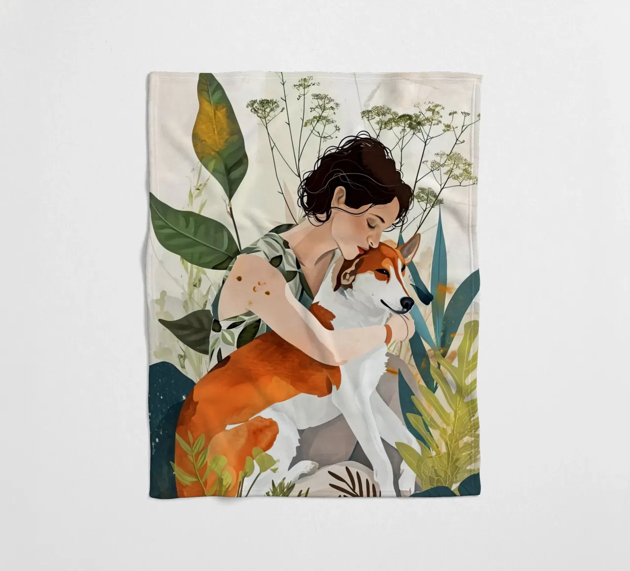 Dogs my love animal art fleece blanket by Justyna Jaszke JBJart