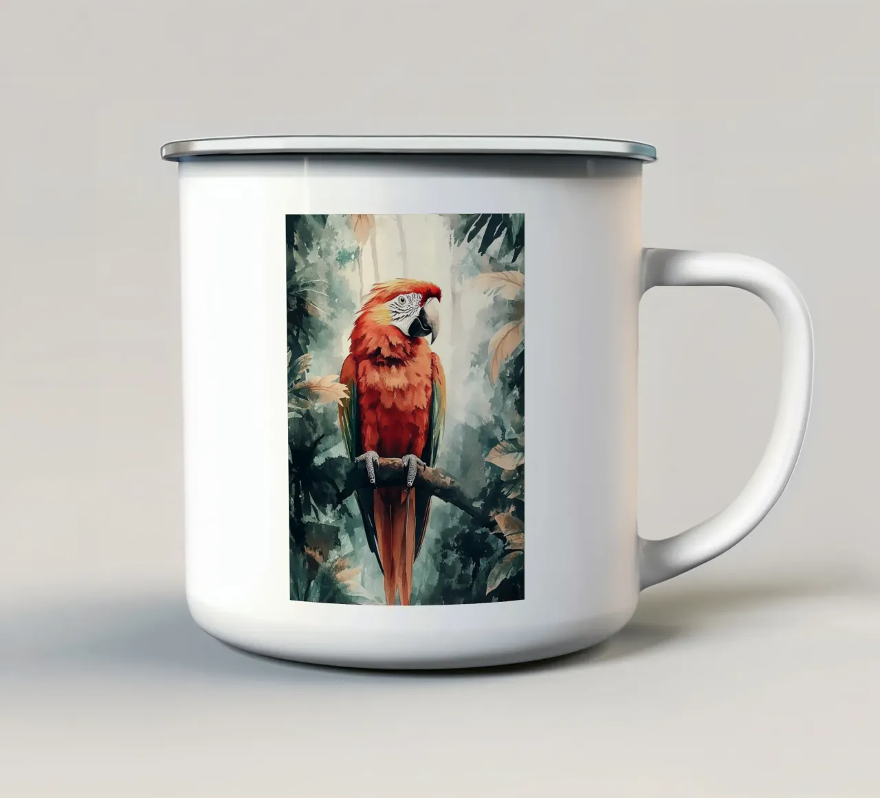 Parrot Forest Leaves tazza in smalto da Mateo