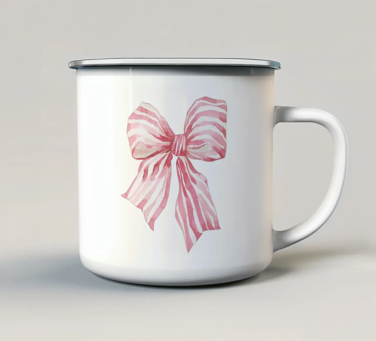 Rosa Schleife, Rosa Kokettenschleife, Niedliche Schleife, Kokettenstil, Rosa Emaille Tasse von Coquette Club