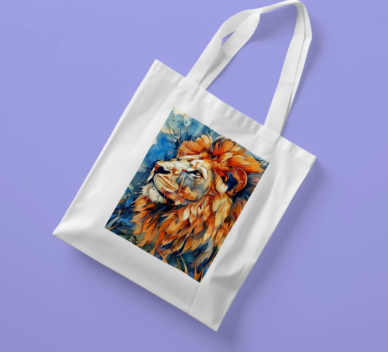 Lion animal art tote bag by Justyna Jaszke JBJart
