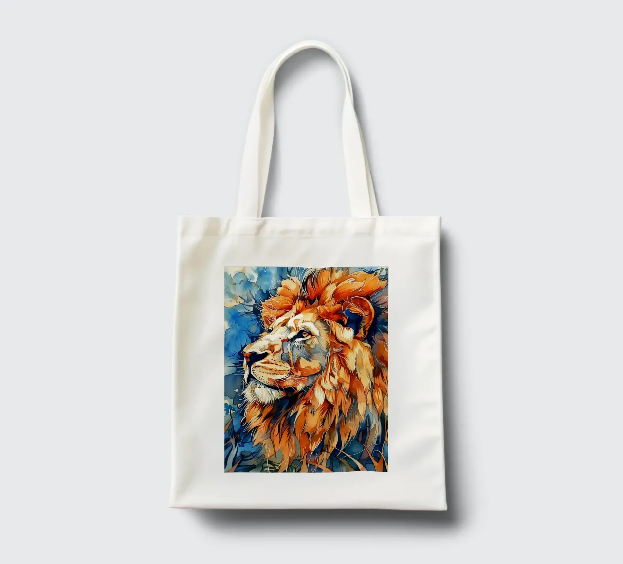 Lion animal art tote bag by Justyna Jaszke JBJart