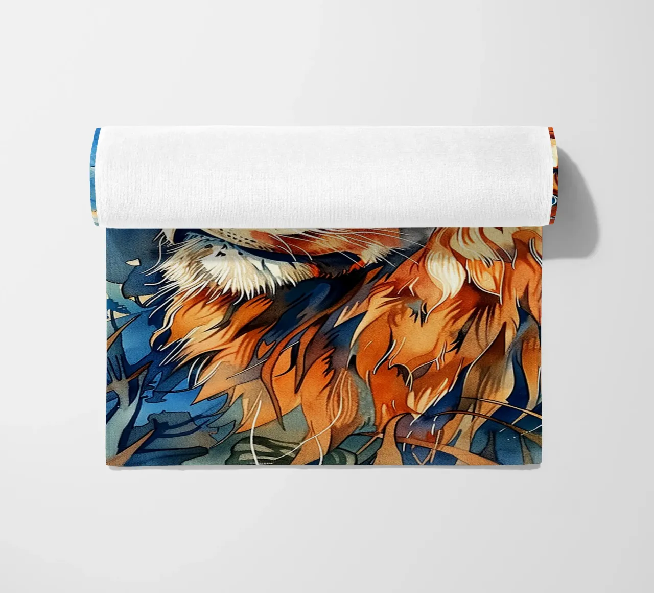 Lion animal art beach towel by Justyna Jaszke JBJart
