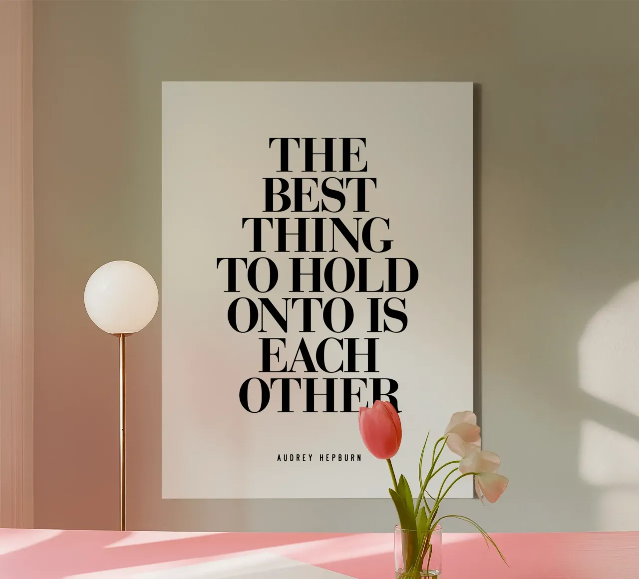 The Best Thing To Hold Onto Is Each Other canvas with Floater frame by THE MOTIVATED TYPE