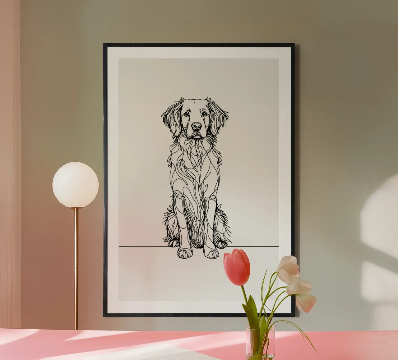 Brittany Dog Line Art Drawing hahnemühle by WijdevenDesign