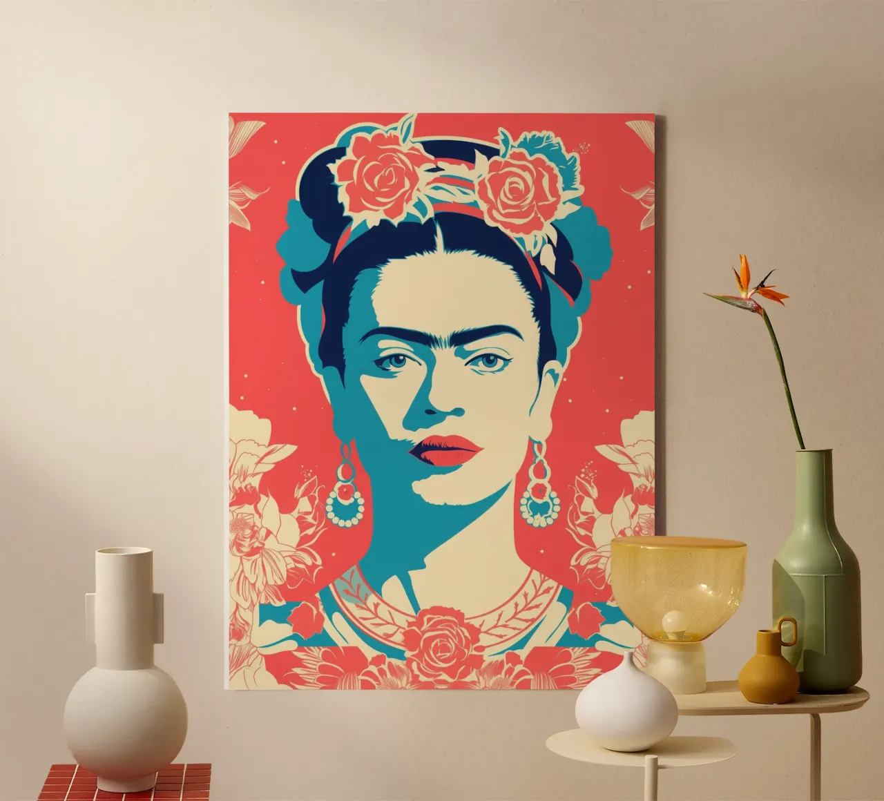 Frida Kahlo | Vintage Retro Print tela da Autofocus