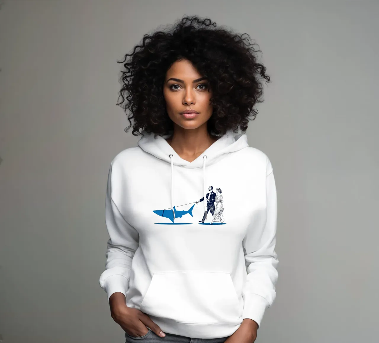 Walking The Shark felpa con cappuccio da Rob Art | Illustration