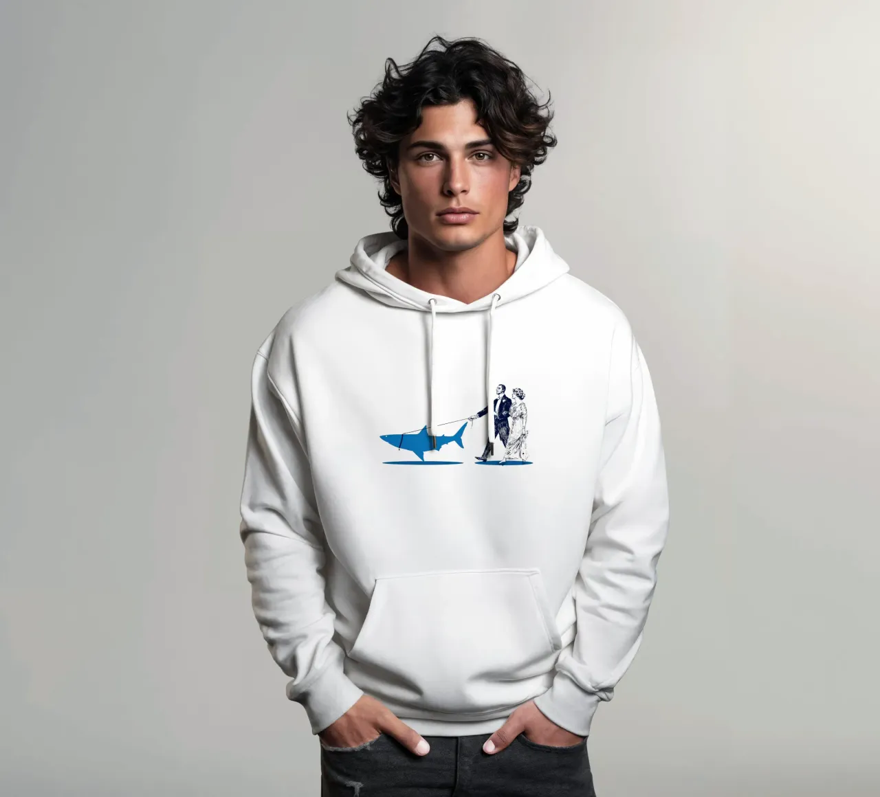 Walking The Shark felpa con cappuccio da Rob Art | Illustration