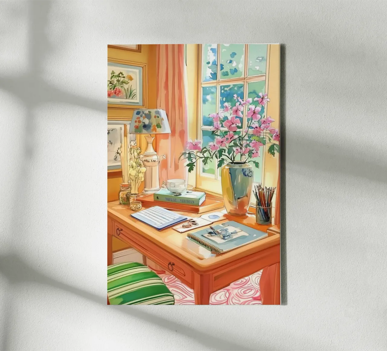 Bloemen Werkplek Kunst canvas met Baklijst van Melloi Art Print