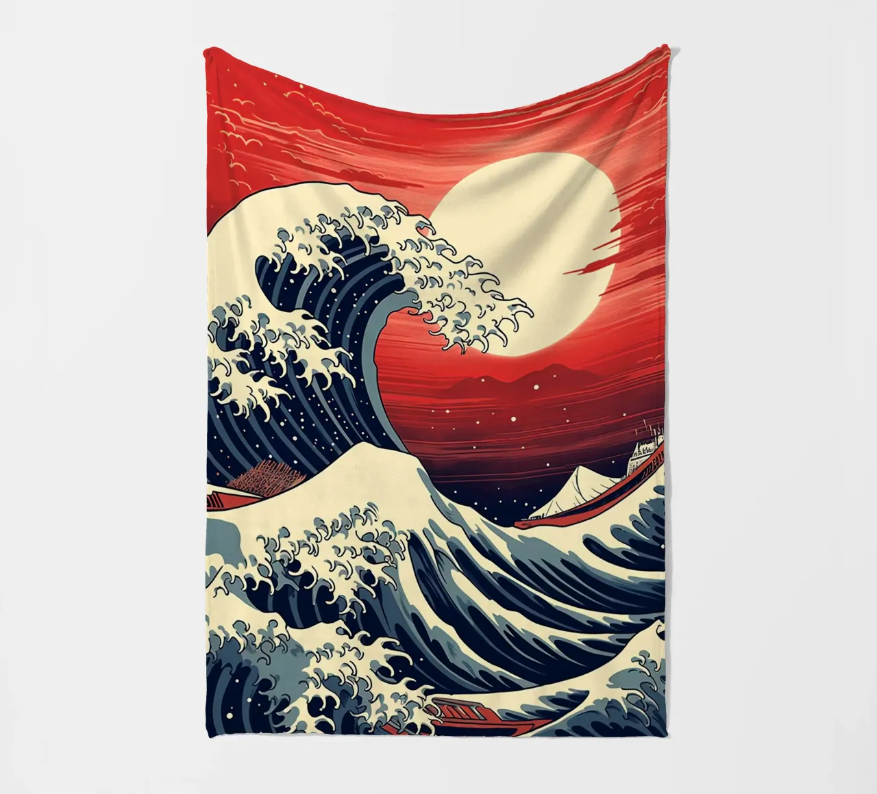 The Japanese Wave coperta in pile da 2toastdesign