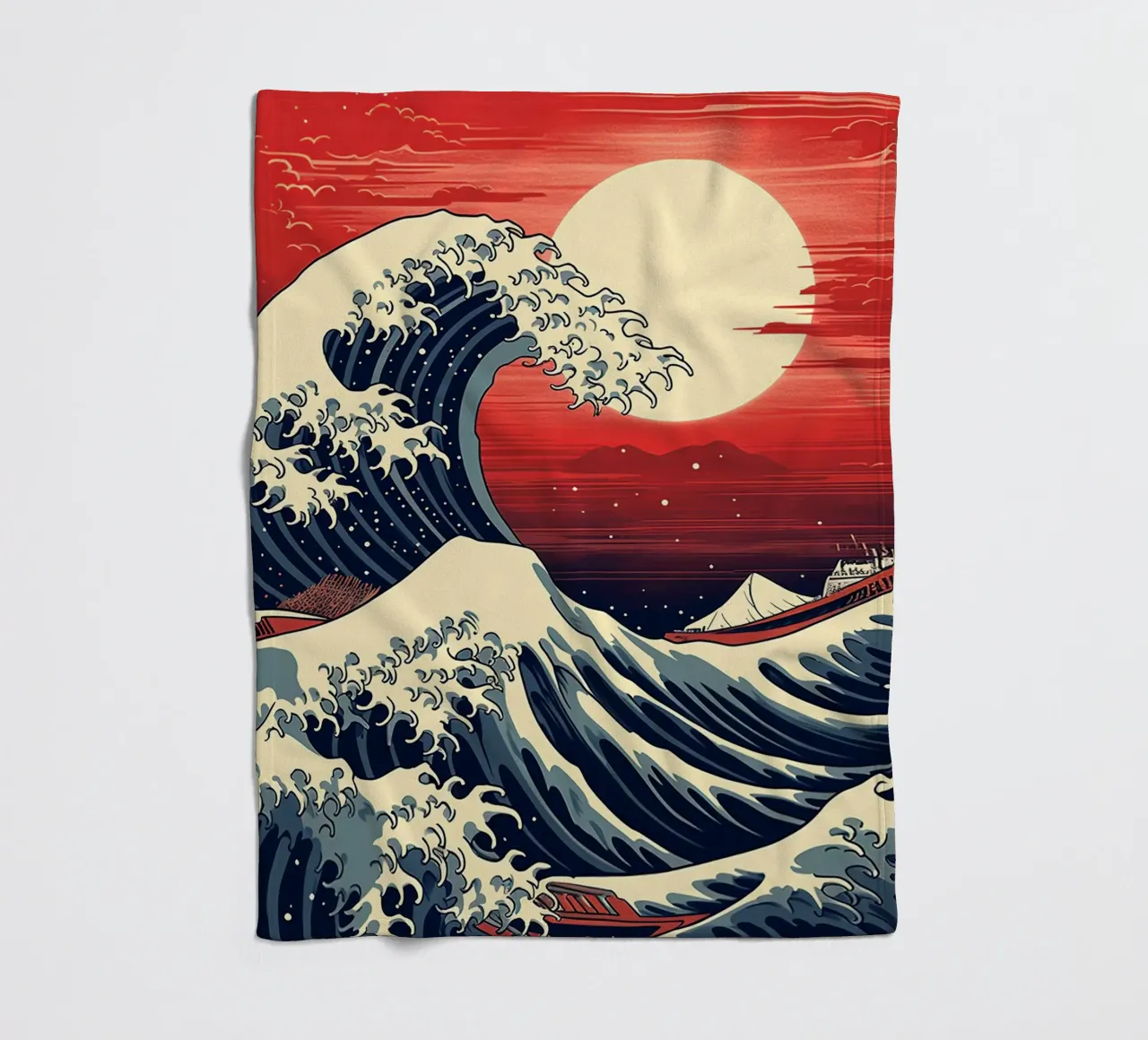 The Japanese Wave coperta in pile da 2toastdesign