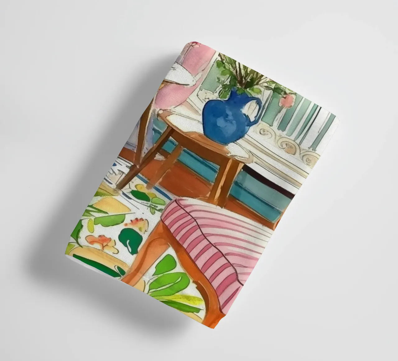 Blumenzimmer mit Pariser Aussicht Handtuch von Melloi Art Print